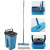 MSV - Set mocio e secchio con strizzatore autopulente da 4 litri + panno di ricambio per mocio - Kit per la pulizia di tutti i pavimenti per casa, piastrelle, parquet, linoleum... - Blu