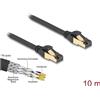 Delock - Cavo di rete - da RJ-45 (M) a RJ-45 (M) - 10,0m - 6 mm - S/FTP - CAT 7 - senza gancio, interno/esterno - nero (802