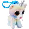 TEENY TYS TY - Anello porta chiavi di Peluche - Beanie Boos Clips - Gatto Unicorno -Heather - Arcobaleno Pastello - Occhioni rosa e corno glitter - Il peluche con gli occhi grandi scintillanti - 12 Cm - 35232