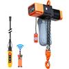 VEVOR Paranco Elettrico a Catena Fisso da 2721 kg, Paranco a Catena Doppia G100, Altezza di Sollevamento 9,1 m, con Telecomando Wireless da 100 m e Telecomando Cablato da 8,2 m, Trifase per Fabbriche