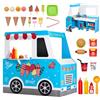 VEVOR Carretto dei Gelati per Bambini in Legno, per Camioncini dei Gelati, Supporto per Giochi di Finzione, con Volante Lavagna, Scanner per Pagamenti, Congelatore, Rubinetto Lavandino