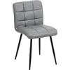 Baroni Home Sedia Moderna con Rivestimento in Ecopelle e Gambe in Acciaio Nero, Poltrona da Soggiorno, Camera da Letto, Sala da Pranzo, Grigio, 44x80x39 cm