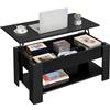 Yaheetech Tavolino da Caffè sollevabile Tavolo Moderno Elevabile da Salotto Divano Caffè con Ripiano Inferiore 98 x 50 x 42-56 cm Nero
