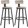 VASAGLE Set di 2 Sgabelli da Bar, Sedie da Cucina, con Schienale, Struttura in Acciaio, Altezza di Seduta di 73 cm, Montaggio Facile, Stile Industriale, Greige e Nero LBC026B02