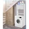 Negrari Mobile sopralavatrice salvaspazio 65x26,4x164 cm, in resina PVC (non teme l'umidità) 2 ante, Bianco