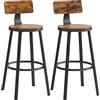 VASAGLE Set di 2 Sgabelli da Bar, Sedie da Cucina, con Schienale, Struttura in Acciaio, Altezza di Seduta di 73 cm, Montaggio Facile, Stile Industriale, Marrone Vintage e Nero LBC026B01V1