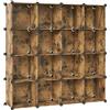 SONGMICS Scarpiera Componibile, Scaffale a 16 Cubi Modulari, Guardaroba, Recinto per Animali Domestici, Camera da Letto Cabina Armadio Ingresso, 31 x 123 x 123 cm, Marrone Vintage LPC442A01