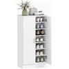 HOMCOM Armadietto per Scarpe con Cerniere Soft-Close, Ripiani Regolabili, Scarpiera a Sette Ripiani per Ingresso, 14 Paia, 55 x 35 x 108 cm, Truciolato, Bianco | Aosom Italy