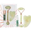 Crystallove Set di bellezza di giada CRYSTALLOVE: rullo per il viso + piastra Gua Sha + flacone roll-on