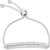 Tuscany Silver Bracciale regolabile da donna in argento sterling con charm Ti amo fino alla luna e alle stelle 23cm/9
