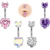 AVYRING Piercing per ombelico, 14 g, in acciaio chirurgico da 10 mm, in argento o oro, classico, rotondo e cuore, ipoallergenico, da donna, Acciaio inossidabile