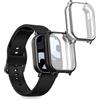 kwmobile Set 2x Custodia Smartwatch Compatibile con Xiaomi Redmi Watch 5 Lite Cover - Case Silicone Protezione Orologio Fitness nero/argento