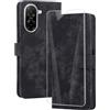 binandteam Cover a Libro per Xiaomi Redmi A5 4G (6.88) con Vetro Temperato,Custodia in Pelle PU Magnetica Flip Porta Carte Wallet Supporto Portafoglio Case - Nero