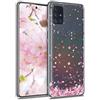 kwmobile Custodia Compatibile con Samsung Galaxy A51 - Cover Silicone TPU - Protezione Back Case - Pioggia di petali rosa/marrone scuro/trasparente