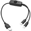 JSADZKJ 2 in 1 cavo di ricarica da USB a doppio USB C, cavo di alimentazione da USB2.0 a 2XType C Switch, Cavo di ricarica rapida a doppio tipo C per telefoni cellulari, tablet-11.8in