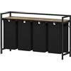 Lifewit Cesto Portabiancheria, Mobile Biancheria Sporca con Sacco Porta Biancheria in Tessuto Oxford e Ripiano in Metallo per Lavanderia, Camere da Letto, Bagno, Dormitori, 4 Scomparti, 168 L, Nero