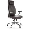 AMSTYLE Sedia da ufficio in vera pelle marrone Sedia da scrivania X-XL 120 kg Meccanismo sincronizzato Poltrona direzionale Poggiatesta alto