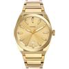 Fossil Orologio Everett da uomo, Movimento al quarzo con data a tre lancette e cinturino in pelle o acciaio inossidabile, 42 mm, Tono oro