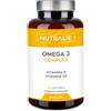 NUTRALIE Omega 3 Olio di Pesce Complex 2000 mg - EPA E DHA 1257mg | Vit D e E - Fish Oil e Acidi Grassi Essenziali - 60 Capsule Molli Olio di Pesce Omega 3 Complex Nutralie