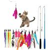 Hixava 14 Pezzi Giochi con Piume per Gatto Giocattolo Piuma Interattivi Retrattile