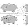 metelligroup 22-0342-0 Pastiglie Freno Anteriori E Posteriori, Made in Italy, Pezzo di Ricambio per Auto/Automobile, Kit da 4 Pezzi, Certificate ECE R90, Prive di Rame