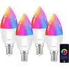 ANTELA Lampadina Smart Alexa E14 4,5W, LED Lampadina Intelligente Wifi RGB 2700K-6500K, Compatibile con Google Home, Controllo APP, 4 Pz