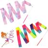 WY LIGHTING LEVEL 2 nastri da danza arcobaleno per ginnastica per bambini, ballerini, danza, twirling, bastoni per danza artistica, spettacoli di talento, spettacoli di danza, puntelli per feste, bacchetta ritmica per