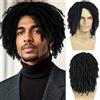 GNIMEGIL Parrucca Afro Bob nera corta tressata uomini Dreadlocks respirante | con cappello intrecciato fibra sintetica