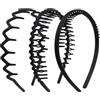 WLLHYF 3 pettini per capelli con denti di squalo, in plastica, antiscivolo, con denti ondulati, accessorio alla moda per donne, ragazze e uomini