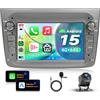 VECHTEL 4G+64G Autoradio Android 15 per Alfa Romeo MITO 2008-2016, 7 Pollice HD Schermo Tactile Auto Radio co Carplay Android Auto senza Fili GPS Wi-Fi USB Bluetooth Radio FM RDS Retrocamera