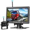 Hodozzy Telecamera Posteriore Camion Senza Fili Kit, Monitor Retromarcia HD 7 Pollici con Avviso di Angolo Cieco, Visione Notturna Impermeabile Wireless Telecamera Retromarcia Auto Camper Furgoni