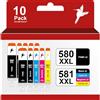 realink® - 10 cartucce sostitutive PGI-580/CLI-581 XXL, con chip e senza PB, compatibili con Canon Pixma TS705, TS6350, TS8350, TR8550, TS6150, TS8150, TS9150, TS8250