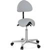HJH Office 608920 Sgabello a sella TOP WORK 20 in similpelle grigio, inclinabile, regolabile in altezza
