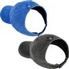 AICILY, Confezione da 2 Cappellini Senza Schienale da Donna, con Capelli Ricci Naturali, Cappello da Baseball Afro a Sbuffo (Nero + Blu)