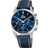 LOTUS Orologio Uomo Analogico Pelle Blu - Movimento al Quarzo - Cronografo - Vetro Minerale ad Alta Resistenza - Impermeabile 5 ATM Elegante 18990/2 Chrono