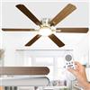 Airwit 132cm Grande Ventilatore da Soffitto con Luce Doppia Faccia Pale, Silenzioso Ventilatore da Soffitto con Telecomando e Reversible DC Motore, Lampada Ventilatore da Soffitto per Camera da Letto