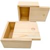 Anktily 2 Pezzi Scatola di Legno Grezzo con Coperchio Scorrevole, 10 x 10 x 5 cm, Contenitore Naturale per Gioielli e DIY