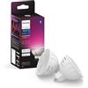 Philips Hue White and Color Ambiance, Faretto Smart, Luce Bianca o Colorata, Dimmerabile, Bluetooth, GU5.3, 2x5W, 2 pezzi