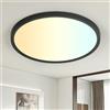 EASY EAGLE Plafoniera LED Soffitto 40cm Rotonda, 3000K/4000K/6500K, Nero Lampadario LED Soffitto, IP44 Impermeabile Lampada da Soffitto per Bagno Balcone Cucina Soggiorno Ufficio