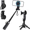 Homirty Treppiede per Smartphone e Selfie Stick Magnetico 4 in 1, 42 cm Estensibile in Alluminio con Telecomando Bluetooth Wireless, Rotazione 360°, Design Pieghevole e Portatile, per iOS e Android