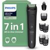 PHILIPS Rifinitore Philips Multigroom serie 3000 tutto in uno 7 in 1 - Rifinitore per barba e capelli, Lame autoaffilanti delicate sulla pelle, 10 impostazioni di lunghezza, Modello MG3930/15