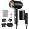Luckice Föhn AC Motor 2400 W - Asciugacapelli professionale da viaggio con tasto caldo/freddo, 3 riscaldatori, asciugatura rapida, asciugacapelli per capelli con diffusore e custodia (nero)