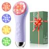 LadJarr Spazzola per la pulizia del viso, IPX-7, impermeabile, elettrica, ricaricabile, in silicone, con luce LED a 4 colori, 5 velocità, esfoliante, massaggiante, per uomini e donne (viola)