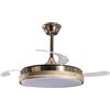 DRW Lampada Ventilatore in Bianco Nero e Legno con Pale retrattili 3 Colori di luci e Telecomando Ø106 x 36 - 53 cm