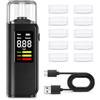 PTDHE Etilometro Portatile Certificato CE, Alcol Test con Display Schermo LED, Alta precisione, Ricarica Type-C, Due metodi di Prova, con 8 bocchette, per Uso Personale Famiglia e Professionale