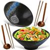 Mapille 2 Ciotole Ramen in Ceramica 1000 ml, Ciotola Giapponese con Bacchette e Cucchiai per Zuppa Pho Udon Noodles Insalata, Compatibile Microonde Lavastoviglie Forno