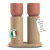LARS NYSØM Set Macina Sale e Pepe in Legno Manuale con Vassoio - Macina Spezie con Macina in Ceramica Regolabile - Macina Pepe e Sale in Legno di Faggio per Cucina o Tavola (Brick Red)