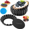 Aurobest 12 Pezzi Teglia Crostata con Fondo Amovibile, 8cm Stampi Crostatine Acciaio Carbonio, Stampo Crostate Antiaderente, Formine per Torte, Tartellette, Pasticci, Torta, Quiche, Tortine (Nero)