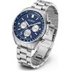 CADISEN Orologio al quarzo da uomo elegante casual business con cinturino in acciaio inox in vetro zaffiro, Blu, Bracciale