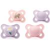 MAM Ciucci originali, 0-6 mesi, confezione da 4, materiali sostenibili, accessori per bambini, rosa/lilla (vari motivi)